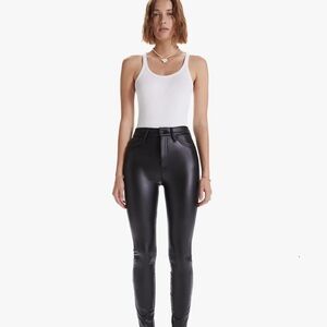 MOTHER Black Faux Leather Straight Leg women’s pants size 30